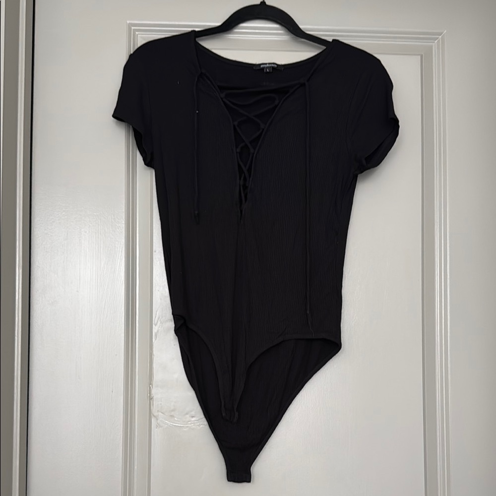 Black Lace-Up Bodysuit